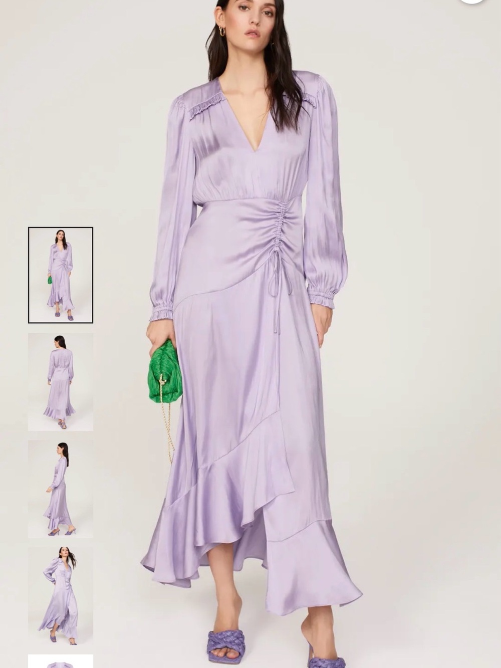 Maje Rouvina Long Sleeve Satin Maxi Dress Lavender Purple Size 42 (US 10) NWT